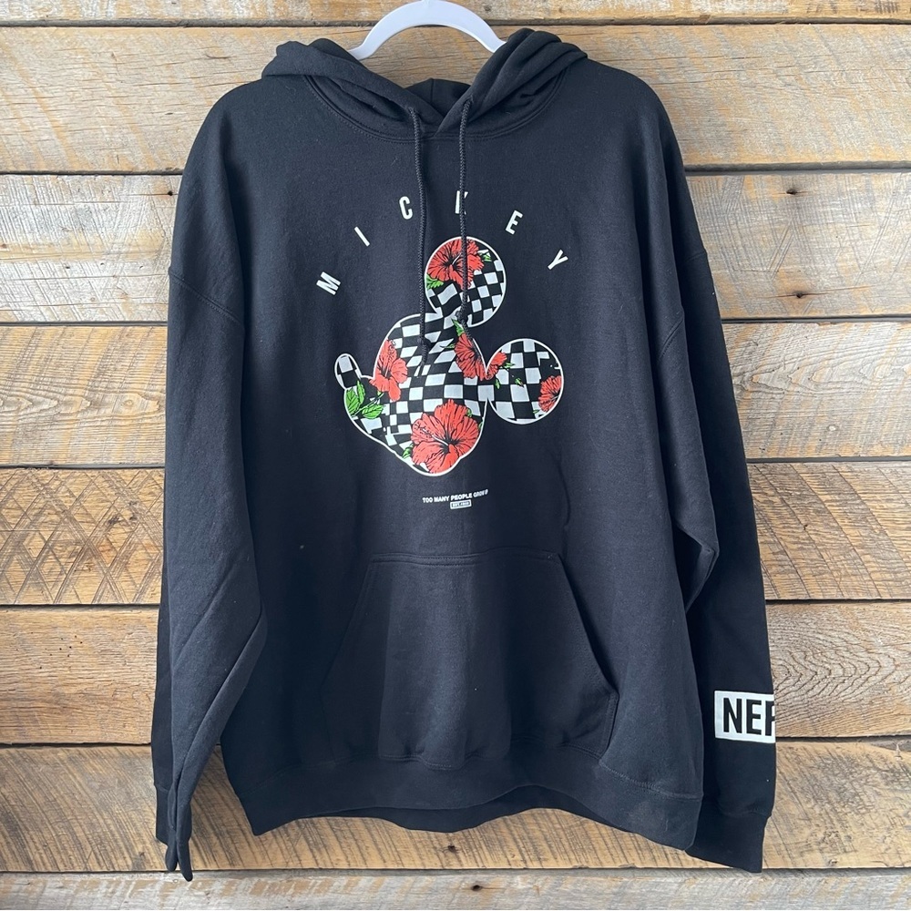 Disney collection by Neff Womens Sz Large Hoodie Sweatshirt Black Mickey Mouse